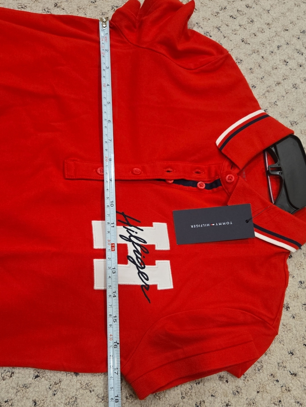 Tommy Hilfiger Bright Red Polo Dress with Contrast Collar - Picture 5 of 5